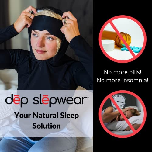 Cooling Sleep Hoodie & Attached Eye Mask for Women or Men - Proven Sleep Aid: Reduces Light, Noise & Temperature - size: Medium