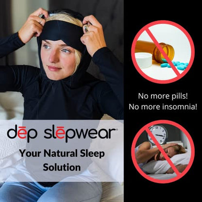 Cooling Sleep Hoodie & Attached Eye Mask for Women or Men - Proven Sleep Aid: Reduces Light, Noise & Temperature - size: Medium