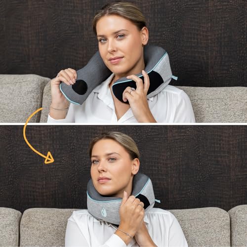 Neck Pillow Airplane - Travel Pillow - Comfortable and Ergonomic Memory Foam - Airplane Pillow with 360° Head & Neck Support - Grey - color: Grey