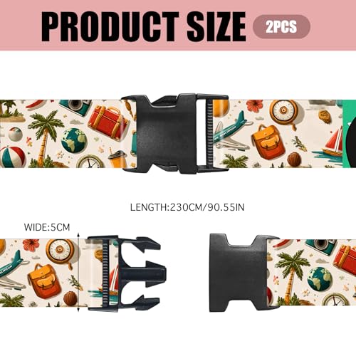Nuxovilar Luggage Straps Set for Suitcase 1.96x71in Polyester - color: YCH00133, size: 1.96"x70.86"