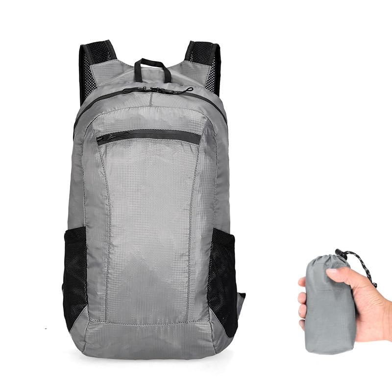 18L Mini Foldable Daypack, Waterproof and Lightweight Backpack - color: Grey