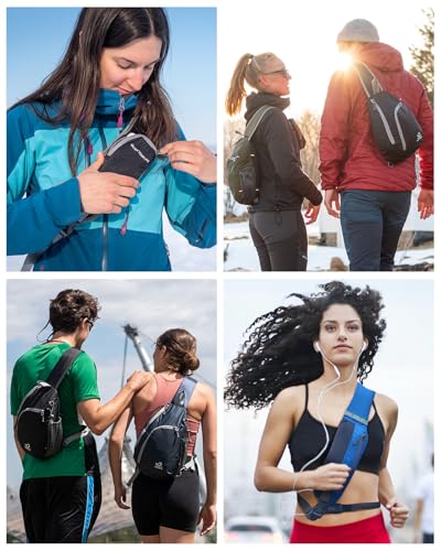 WATERFLY Crossbody Sling Bag, Small Shoulder Chest Backpack - color: Black/W