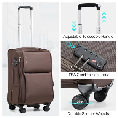 Hanke Medium Checked Luggage, 24 Inch Suitcase with Garment Compartment - color: Coffee, size: 24 Inch Checked in