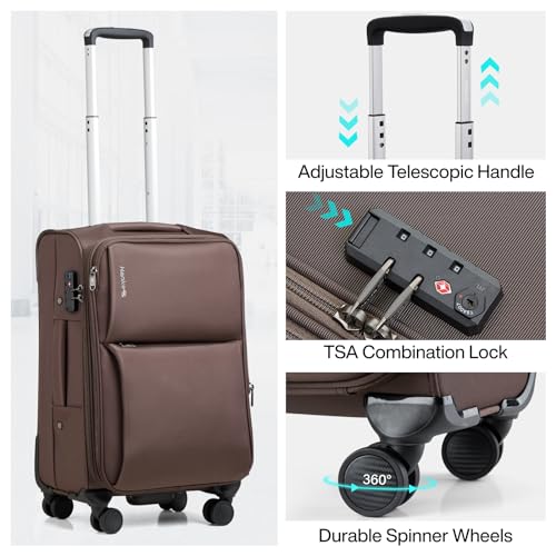 Hanke Medium Checked Luggage, 24 Inch Suitcase with Garment Compartment - color: Coffee, size: 24 Inch Checked in