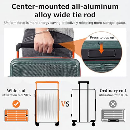30" Luggage w/TSA LOCK,PC Hardshell Wide Handle Suitcase - color: Green, size: Checked-Large 30-Inch