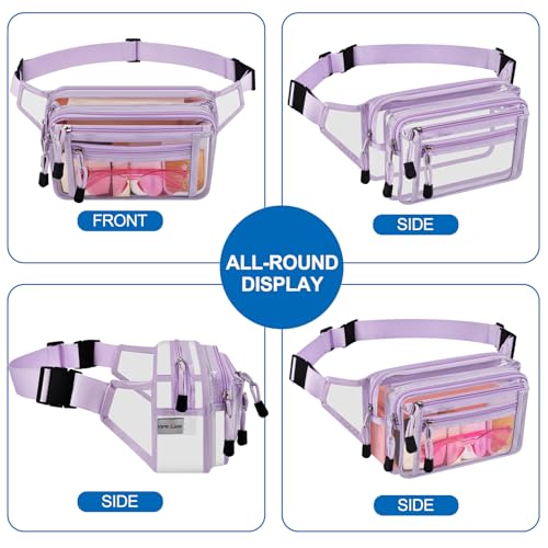 USPECLARE Clear Fanny Pack Stadium Approved Large Multi-Purpose Waist Bag - color: Light-Purple, style: 1-pack-pvc