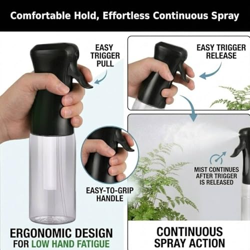 VIGOR PATH 200ml Continuous Mist Spray Bottle for Hair and Skin Care 4 Pack - color: Black & White - 4 Pack