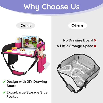 Kids Travel Tray for Car Seat, Road Trip Activities, Pink 2PCS - color: Pink-2PCS