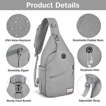 ZOMAKE Sling Bag,Small Crossbody Sling Backpack Shoulder Daypack for Travel - color: Silver Grey B, size: 8L