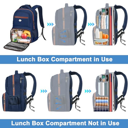 MATEIN Laptop Backpack with Cooler Compartment, Large Meal Prep Backpack - color: Blue-orange, size: 17 Inch