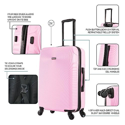 DUKAP INCEPTION Luggage with Spinner Wheels | Durable Lightweight Hardside Suitcase, Travel Bag with Handle and Trolley, 24-Inch Medium Checked Luggage | Pink - color: Pink, size: 24 Inch