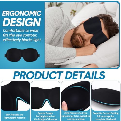 Chicingyou 50 Pack 3D Blackout Sleep Mask Side Sleeper Zero Eye Pressure | Contoured for Lash Extensions, Adjustable Strap, Complete Light Blocking, Soft Breathable Fabric, Travel Essential