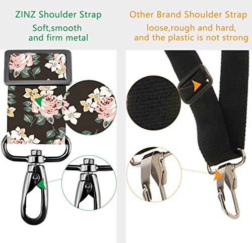 Shoulder Strap 58" Ultra-Thick Fixed Padded and Adjustable Buckles Crossbody Strap for Briefcase Laptop Bag Luggage - color: Black Rose