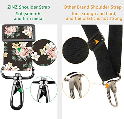 Shoulder Strap 58" Ultra-Thick Fixed Padded and Adjustable Buckles Crossbody Strap for Briefcase Laptop Bag Luggage - color: Black Rose