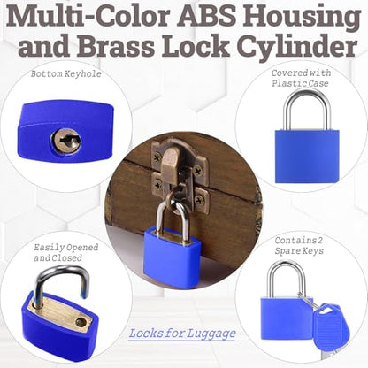 6 Pack Mini Padlocks with Keys, Waterproof Copper & Zinc Alloy Small Locks, Shatterproof & Rustproof Travel Luggage Locks for Suitcase Backpack Gym Locker Jewelry Box - Multicolor
