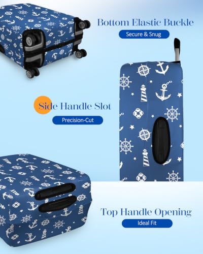 Slohif Stylish Luggage Cover with Storage Pocket 28-30 inch Blue Nautical - color: Blue Nautical, size: L-(28-30)Inch