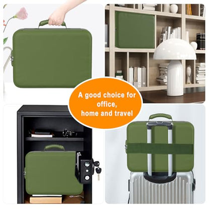 DocSafe 5200°F Fireproof Document Organizer Box with Lock, Green (Soft) - color: Green, size: 15"x11"x4.1"