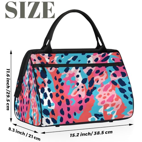 Leopard Print Weekender Overnight Bag for Women Travel Gym Sport - color: D 017