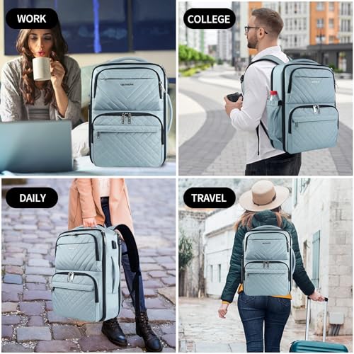 EMPSIGN Travel Backpack Women, Large Carry On Backpack 17 inch, Light Blue - color: Light Blue, size: 17 Inch