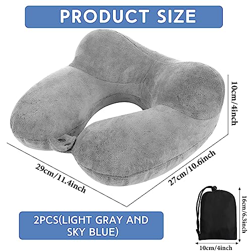 Sintuff 2 Pack Inflatable Travel Neck Pillow Airplane, Light Gray, Blue - color: Light Gray, Blue