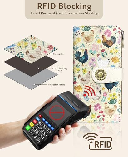 GIANCOMICS Chicken Rooster Womens Wallet RFID, Credit Card Holder Bifold - color: Chicken