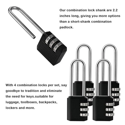 Faburo 4 Pack 2.2 in Long Shackle Small Combination Locker Lock