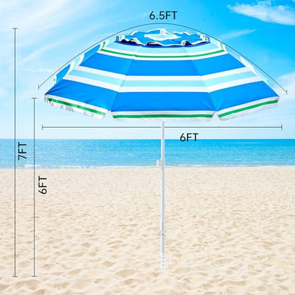 Aohanoi Outdoor Umbrella - Sun Protection, Rain Resistant, Windproof with Manual Open-Close Feature - Ideal for Beach, Camping, and Picnics - color: Blue White