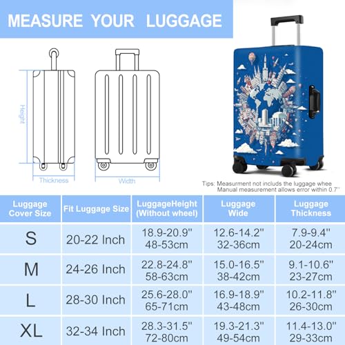Earth Luggage Cover Washable Suitcase Protector Anti-scratch Suitcase cover Fits 24-26 Inch Luggage M - color: Earth, size: M(24-26inch suitcase)