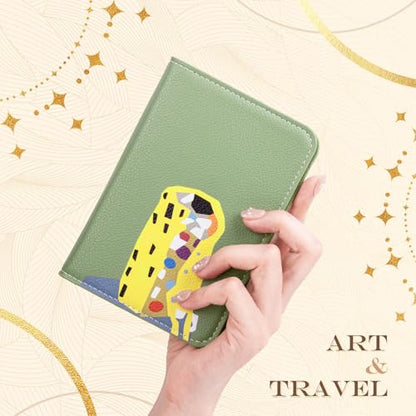 Lychii Passport Holder, RFID Blocking Travel Wallet, Slim Passport Cover - color: Green/Yellow