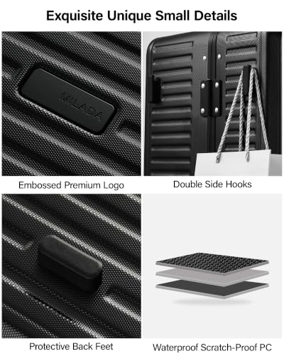 MILADA 26'' Hardshell Checked Suitcase, Trunk Zipperless Aluminum Luggage - color: Jet Black, size: Trunk 26 Inch