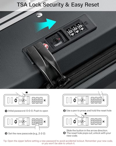 MILADA Wide Handle Luggage with Front Pocket Hardshell Aluminium Check In Suitcase with Wheels Medium 24 Inch Front Opening Checked Luggage with Spinner Wheels TSA Lock Airline Approved Luggage, Black - color: Black, size: Checked Medium 24 Inch