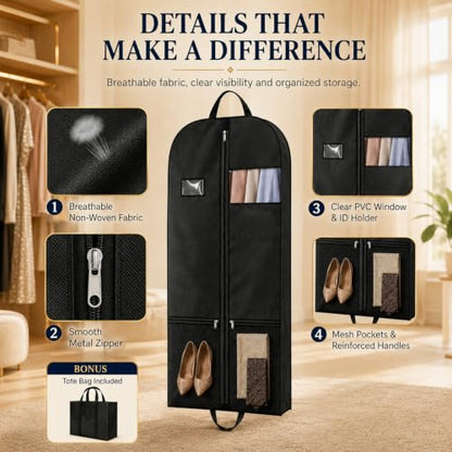 Coat Covers for Closet, 54-Inch Breathable Organizer for Uniforms - style: Garmentbag 54INCH 1 pack