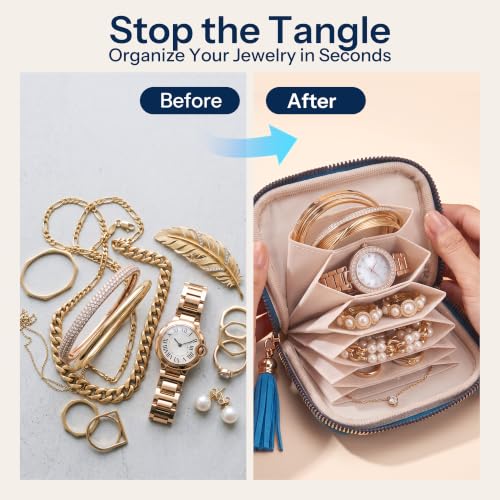 Airkit Jewelry Travel Case Small Velvet Zipper Pouch Bag for Earring Rings - color: Peacock Blue