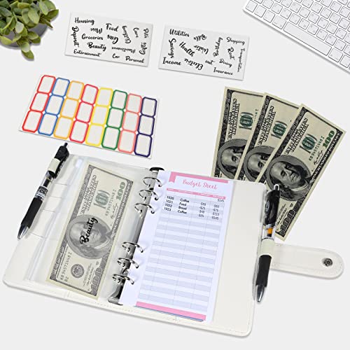 Budget Binder with Zipper Envelopes - Crocodile Pattern Leather Money Organizer, Cash Saving Book Budgeting Planner, cash stuffing folder envelope system, A6 Bill Binders with Pockets, Beige - color: Crocodile - Beige, size: A6 Kit