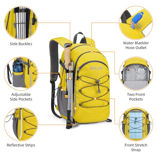 RealCool 20L Lightweight Hiking Backpack, Small Travel Daypack for Camping - color: Yellow, size: 20L