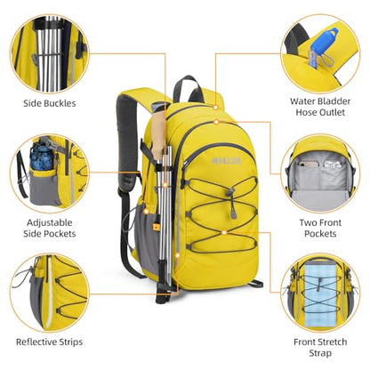 RealCool 20L Lightweight Hiking Backpack, Small Travel Daypack for Camping - color: Yellow, size: 20L