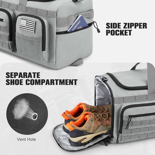 G4Free 3-in-1 Duffle Bag Travel Gym Sports, Large Tactical Duffel Backpack - color: Grey