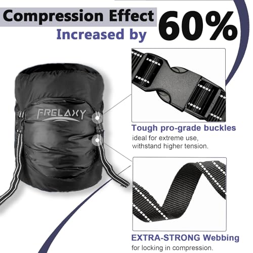 Frelaxy Compression Sack, 40% More Space! Sleeping Bag Stuff Sack - color: Black, size: X-Large