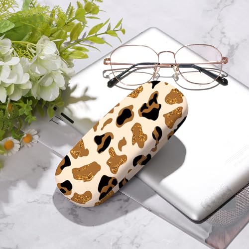 Glasses Case Hard Shell,Portable Protective Eyeglasses Case, Eyeglass Holder Box with Cleaning Cloth, for men women - color: Leopard Print 2