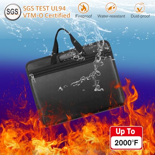 onvvippiv File Organizer Fireproof Expanding with Lock Zipper - color: Black - With Lock, style: Classic