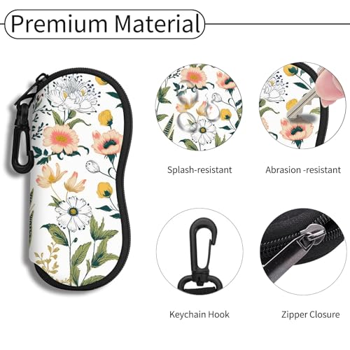 Hion Sunglasses Soft Case Ultra Light Neoprene Zipper Eyeglass Case With Belt Clip - color: 2b-beautiful Flowers