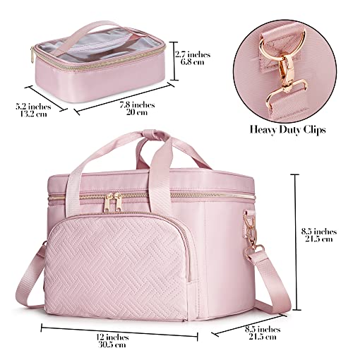 Large Makeup Bag for Women, Cosmetic Case, Travel Makeup Organizer - color: Pink