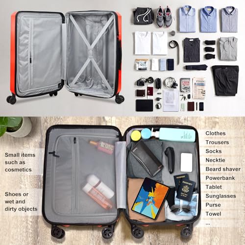 Verdi Hardside Expandable Luggage Set, Carry-On/24-In Suitcase with Spinner Wheels - color: Orange, size: 2-Piece Set (20/24)