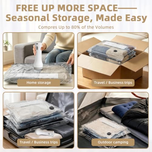9 Pack Vacuum Bags for Travel with Electric Pump, Space Saver for Storage - size: 9 P