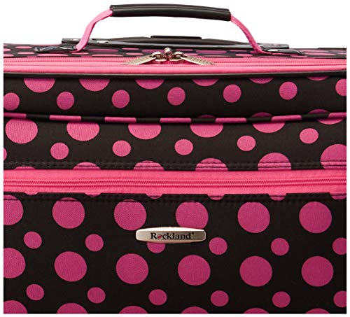 Rockland Fashion Softside Upright Luggage Set, Black/Pink Dot, 4-Piece (14/19/24/28) - color: Black Pink Dot, size: 4 Piece (28"/24"/19"/14" Tote)