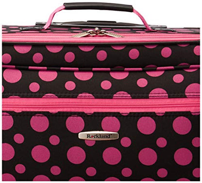 Rockland Fashion Softside Upright Luggage Set, Black/Pink Dot, 4-Piece (14/19/24/28) - color: Black Pink Dot, size: 4 Piece (28"/24"/19"/14" Tote)