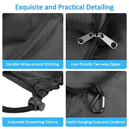 GOGOODA Travel Laundry Bags with Drawstring Closure XL Large with Handle - color: Black