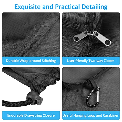 GOGOODA Travel Laundry Bags with Drawstring Closure XL Large with Handle - color: Black & Dark Blue
