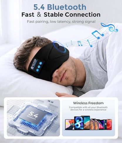 LOVE EYE Sleeping Eye Mask with Bluetooth 5.4 Headphones for Side Sleepers - color: Black