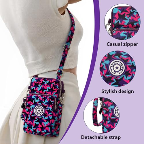 Mini Crossbody Sling Bag, Cell Phone Purse, Travel Pouch Shoulder Bag with Adjustable Strap, Lightweight Organizer Pouch - color: Red Blue